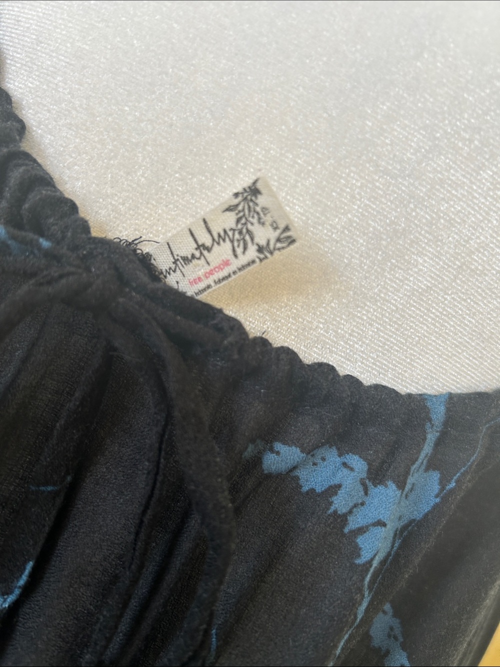 Free People Black Floral Halter Maxi Dress with Blue and Coral Accents - Picture 2 of 4